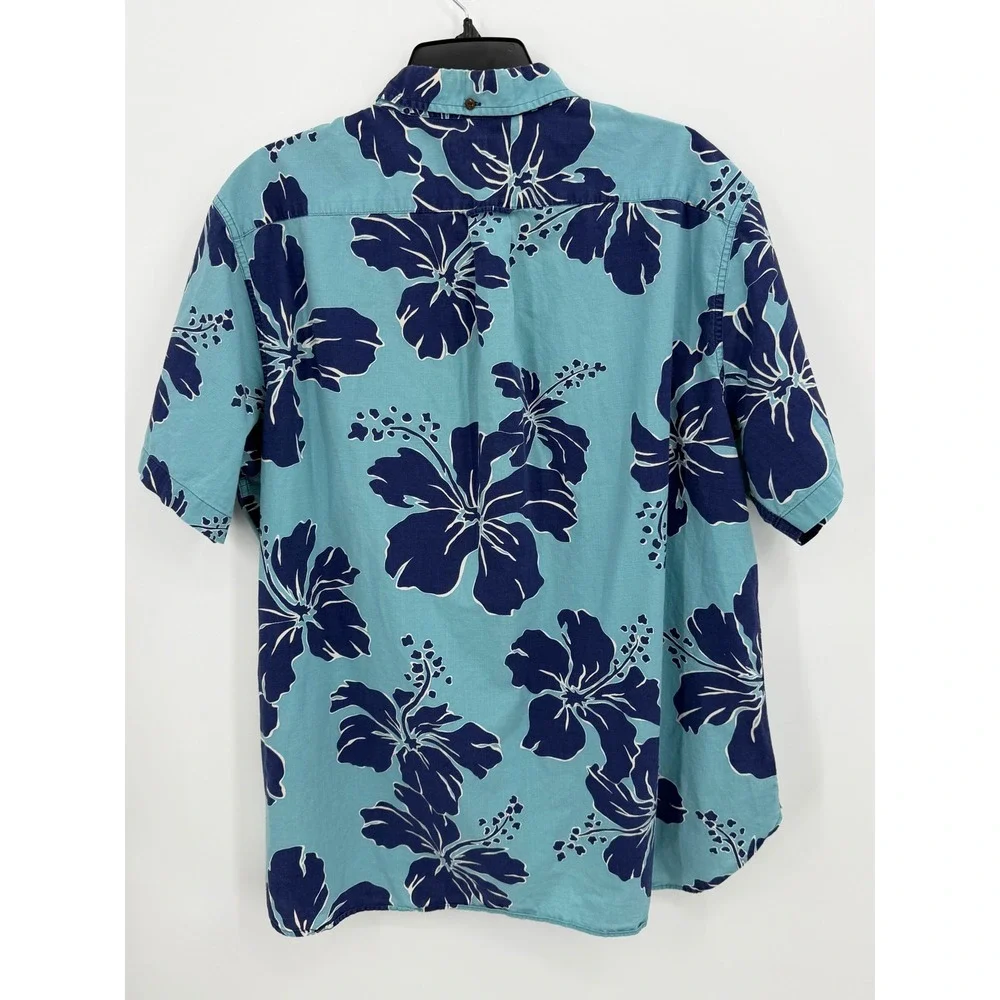 Polo Ralph Lauren Shirt Mens XXL Blue Hibiscus Floral Short Sleeve Popover‎